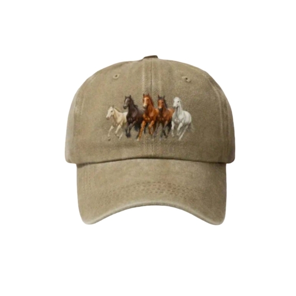 unbranded Accessories - Horse Baseball Cap Tan Beige Adjustable Unisex